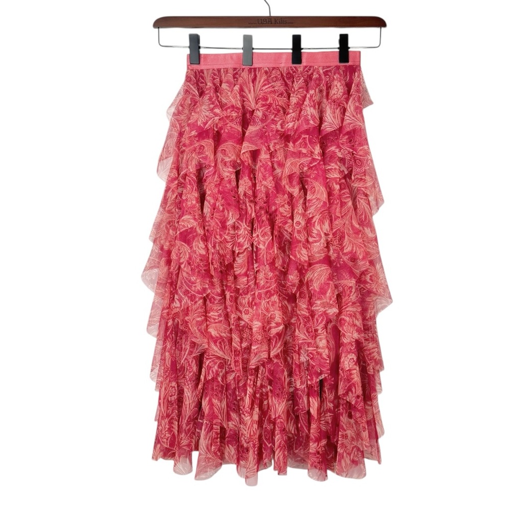 Anthropologie Chéri Ruffled Tulle Midi Skirt Medium